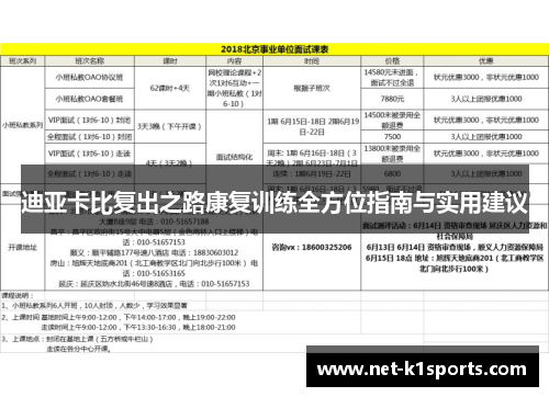 迪亚卡比复出之路康复训练全方位指南与实用建议